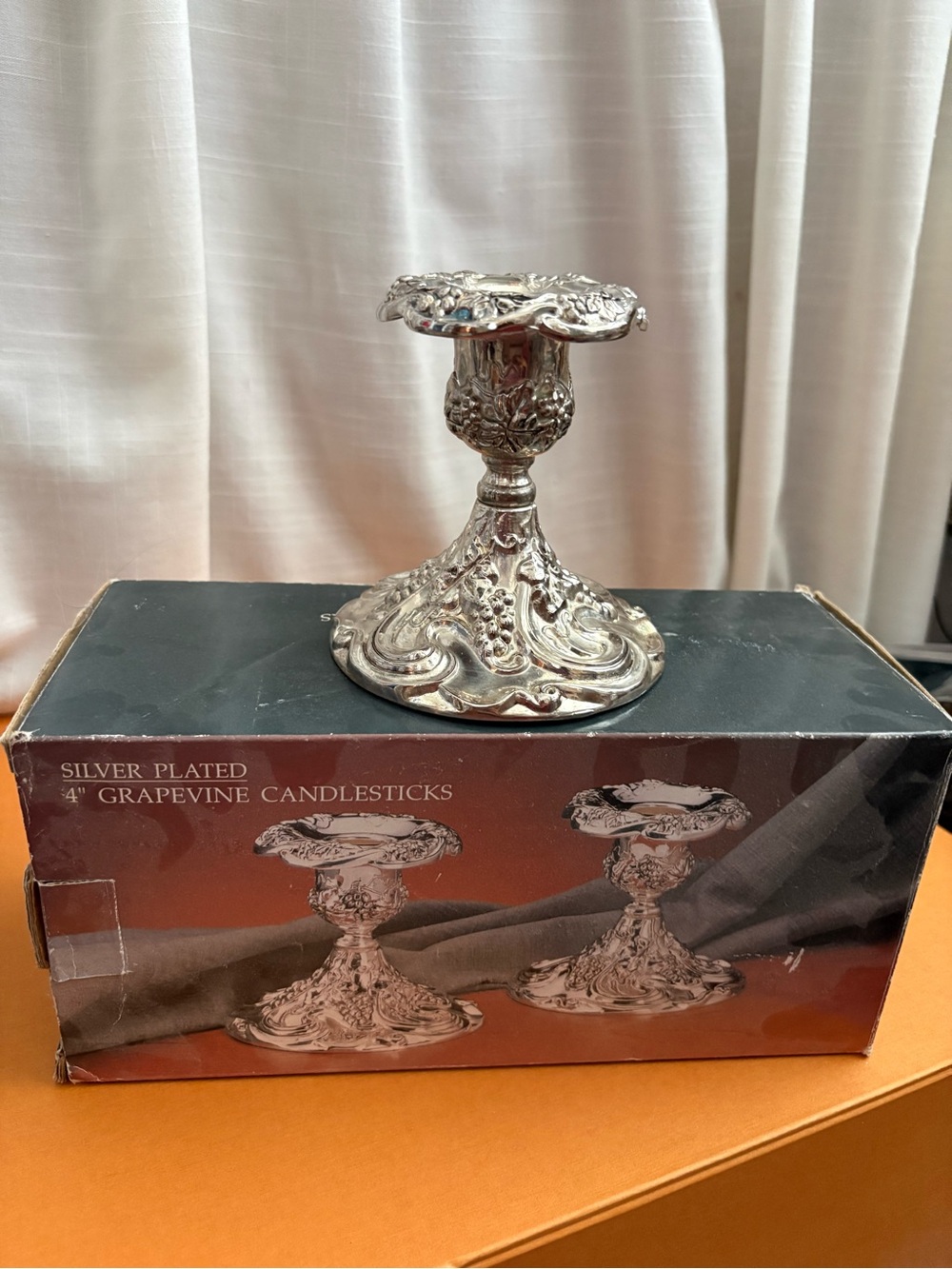 Silver-Plated Grapevine Candlestick - Ornate Silver Accent